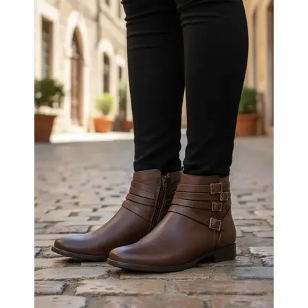 Bota Feminina Cano Curto Couro Legítimo Cor Tamarindo 9853