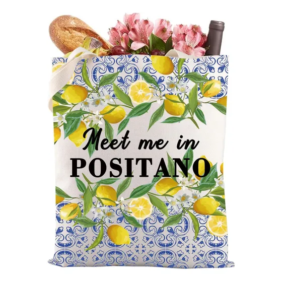 Gzrlyf Positano Tote Bag Italia Costa Amalfi Limon Regalo