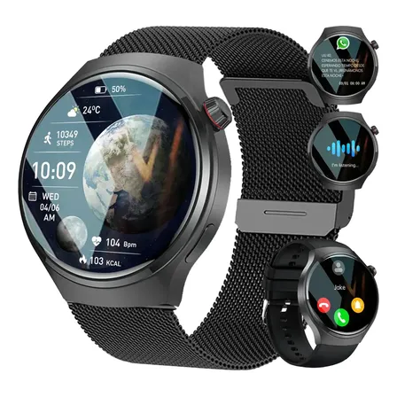 Smartwatch Deportivo Monitoreo Salud Impermeable Negro Mesh