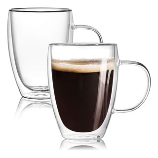 U Chef 2 Tazas Para Café De Vidrio De Doble Grosor De 355 Ml U Chef 2 Tazas Para Café De Vidrio De Doble Grosor De 355 Ml