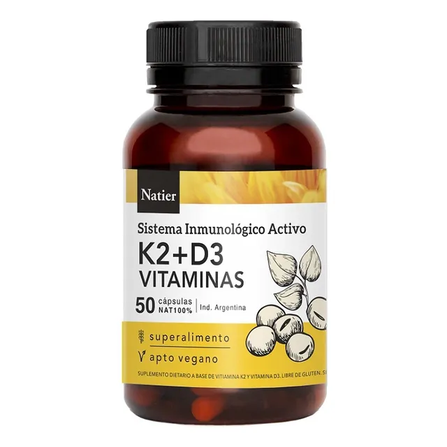 Vitamina K2 + D3 Natier X 50 Cápsula Sistema Inmunológico Activo