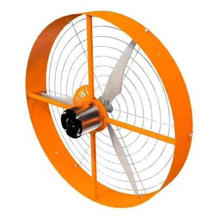 Ventilador De Parede Industrial Furacão Para Galpao 1 Metro Estrutura Laranja Pás Cinza Diâmetro 1 m Quantidade de pás 3