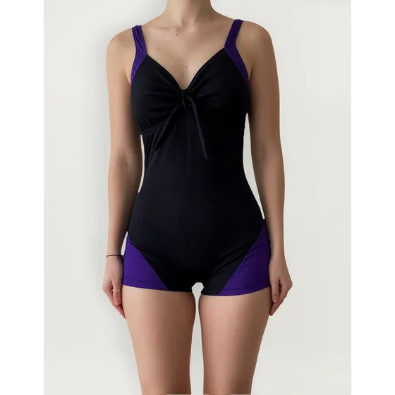 Malla Enterito Natacion Short Pierna Anticloro Con Broche