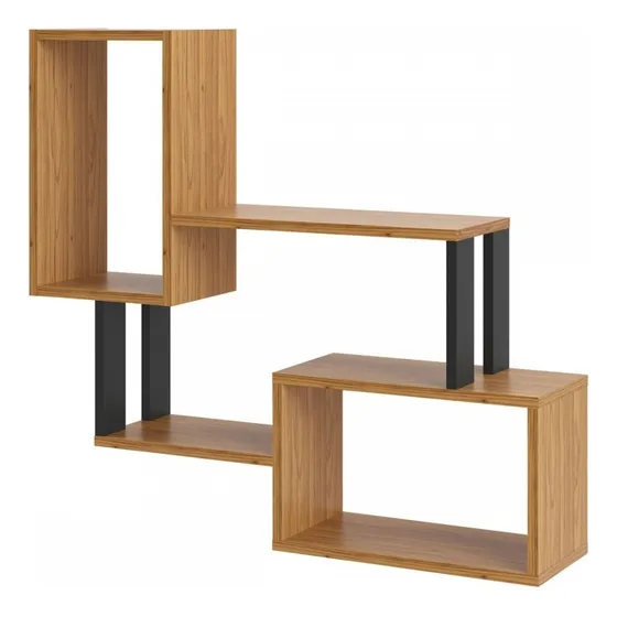 Prateleira Industrial 2 Prateleiras 100% Mdf Freijó/preto Cor Marrom-claro
