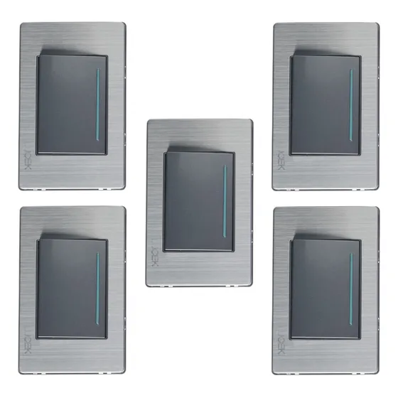 Paq. 5 Placas Con 1 Interruptor Sencillo De 3 Módulos Lucek