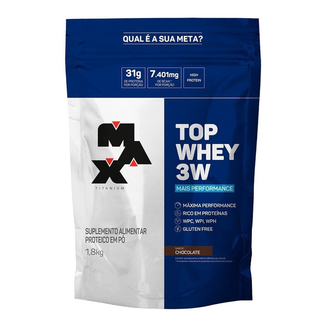 Max Titanium Top Whey 3w Mais Performance 1,8kg Sabor Chocolate Max Titanium Top Whey 3w Mais Performance 1,8kg Sabor Chocolate