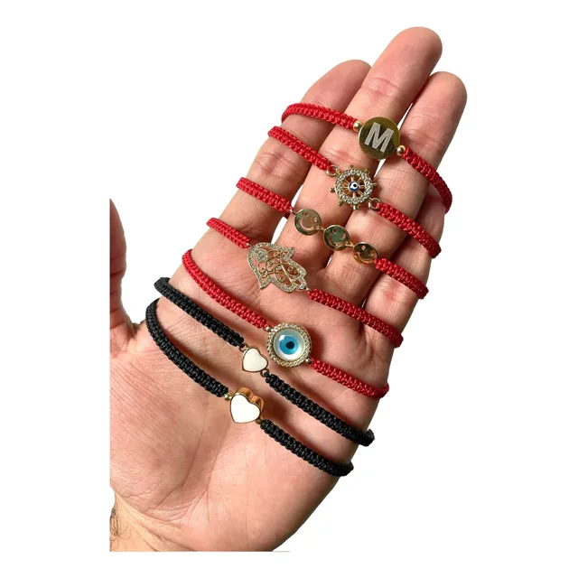 Pulsera Ajustable De Hilo Rojo Con Dije De Zirconia, Zircón