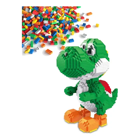 Figura Para Armar Yoshi Fichas Mini Blocks Serie Mario Bros