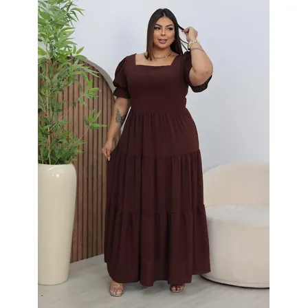 Vestido Longo Feminino Plus Size Formatura Elegante Premium
