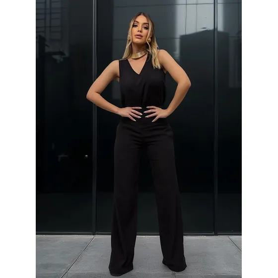 Conjunto Calça E Regata Em Viscolinho Cintura Alta Premium