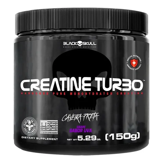 Suplemento em Pó Black Skull 150g Turbo Monohidratada Sabor Uva