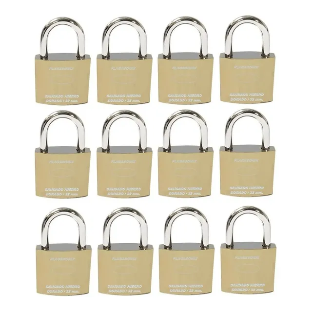 Candados Acero Dorado 30mm Pesado 12 Unid. Armarios Lockers