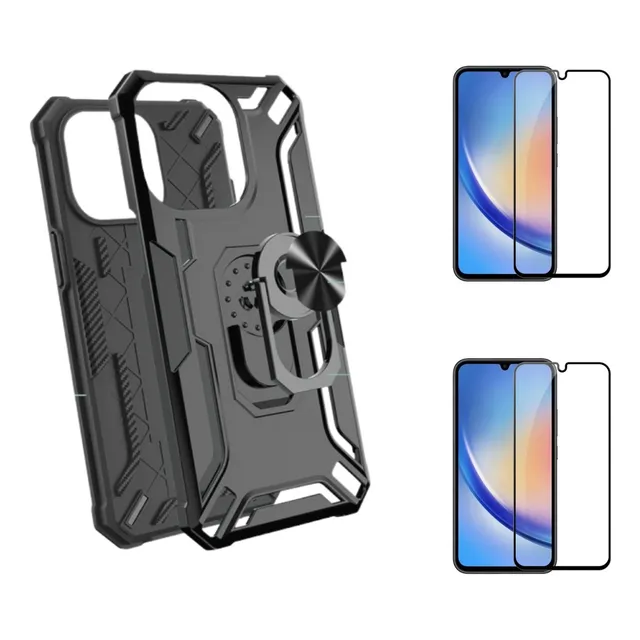 Case Bumper Para Samsung A12 + 2 Micas/ Funda 2 Piezas Robot