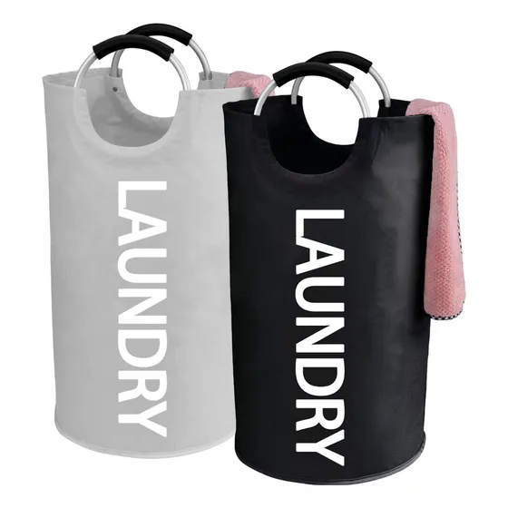 Cesto De Roupas Suja Dobrável Organizador Lavanderia C/ Alça Banheiro Lavanderia Brinquedos Cinza