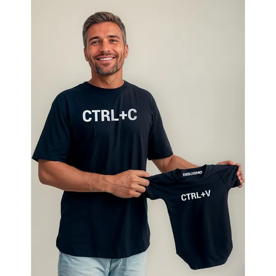 Kit Camiseta E Body Ctrl C Ctrl V Pai E Filho Cópia Iguais
