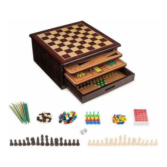 Caja De Juegos De Mesa 12 En 1 Ajedrez Damas Parchis Mancala
