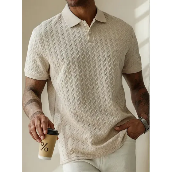 Polo De Jacquard Para Hombrecasual Y Cómodo Para Las Salidas