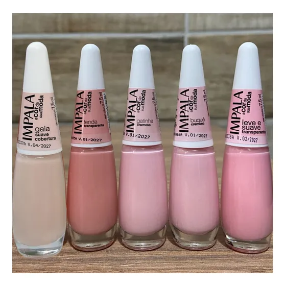 Kit 5 Esmaltes Impala Rosas Transparentes Clarinhos