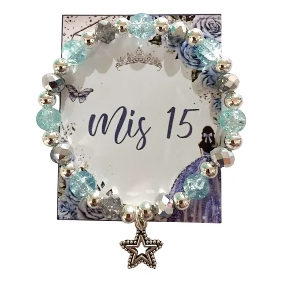 30 Pulseras Para Recuerdo De 15 Años Azul