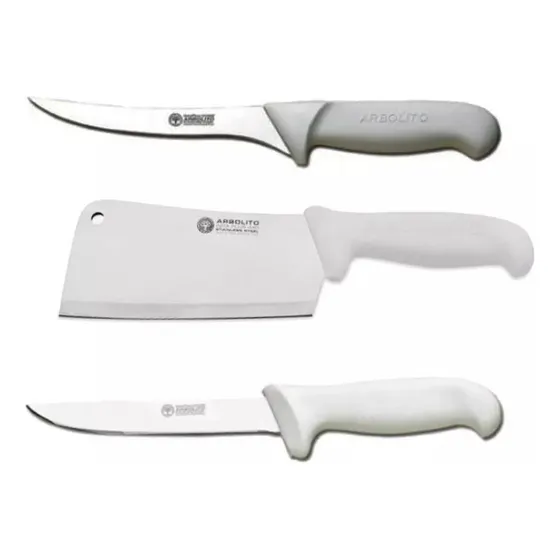 Cuchillo Set Profesional X 3 Arbolito Boker Filetear Hacha Color Blanco
