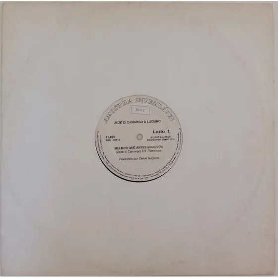 Vinil Lp Disco Zezé Di Camargo Luciano Melhor Antes Single