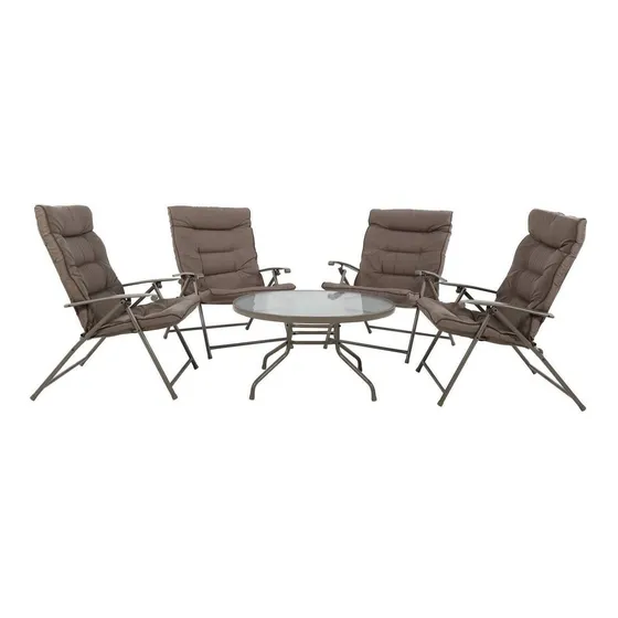 Juego Comedor Terraza Jardín Mesa + 4 Sillas Metal