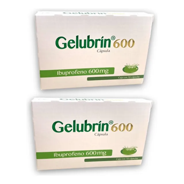 2 Cajas Gelubrín Ibuprofeno 600mg 10 Cápsulas