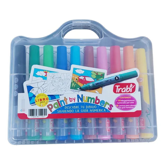 Kit Marcador Trabi Paint By Numbers En Valija X 10 Colores