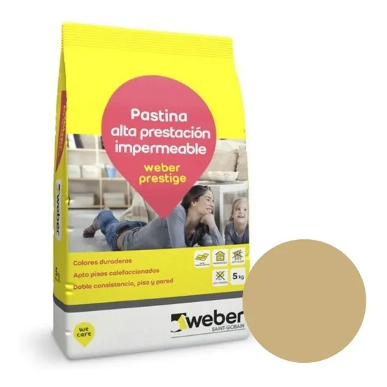 Pastina Weber Prestige 5kg Antihongo Impermeable Porcelanato Color Beige