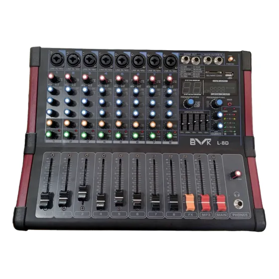 Consola Amplificada Bvk L-8d 8 Canales +48v Phantom Usb Bt