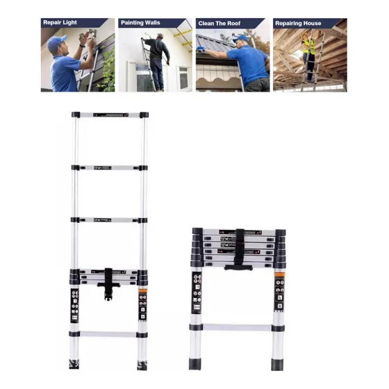 Práctica Escalera Telescópica Plegable De Aluminio De 2 M