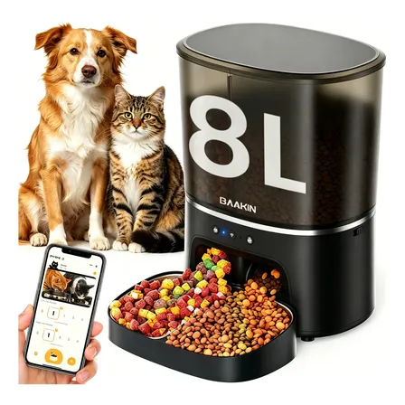 Alimentador Automático Para Gatos De 8l, 2 Em 1gatos E Cães 5v Preto