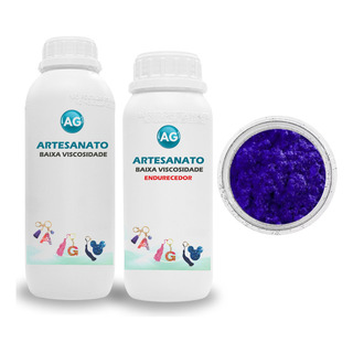 Resina Epóxi 300g + Pig Metálico Ag Azul Safira Resina Epóxi 300g + Pig Metálico Ag Azul Safira