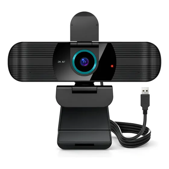 Webcam Ruwby Pro Qhd 2k/60fps, Câmera Web Usb Externa Para Preto