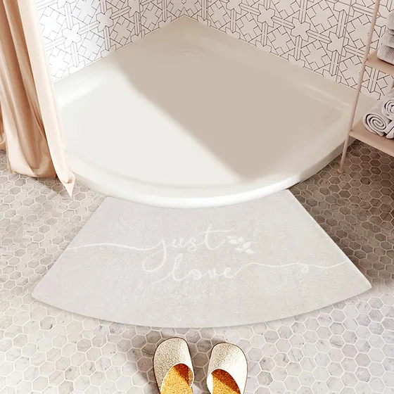 Elegante Alfombra Baño Curvada Para Esquina Ducha Cuadrante