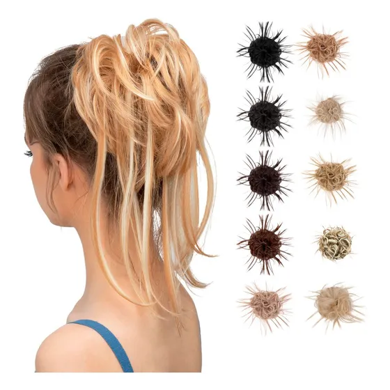 Postizo De Pelo Térmico Sintetico Rodete Premium C/mechas