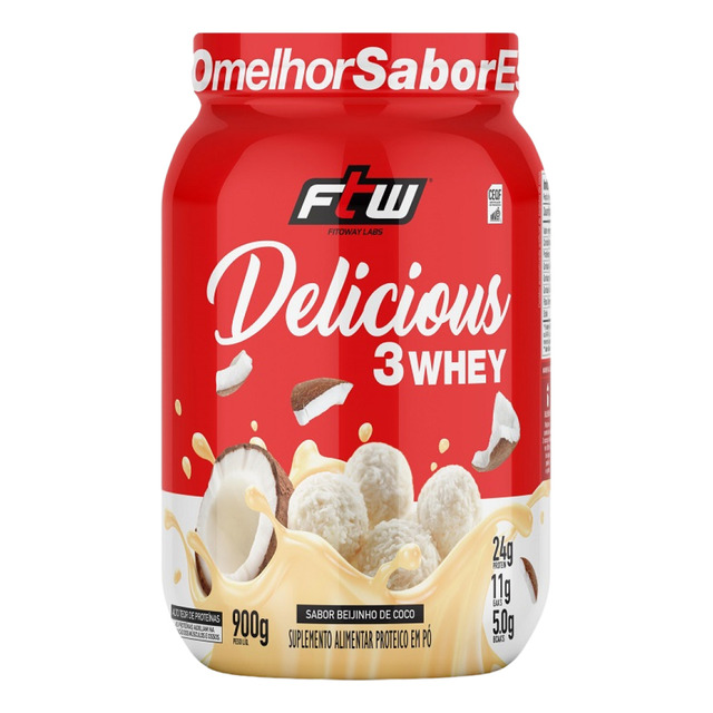 Delicious 3 Whey Proteína Hidrolisada Concentrada E Isolada Pote 900g Sabor Beijinho De Co...