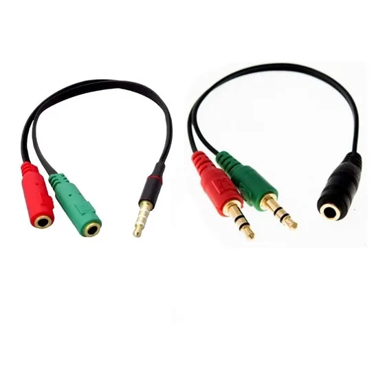 Cabo Adaptador De Áudio P3 Para P2 E P2 P/p3 Kit Com 2 Cabos