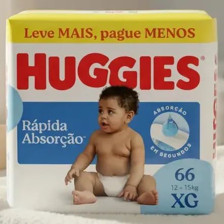 Huggies Fralda Descartável Rápida Absorção XG - 66 Un