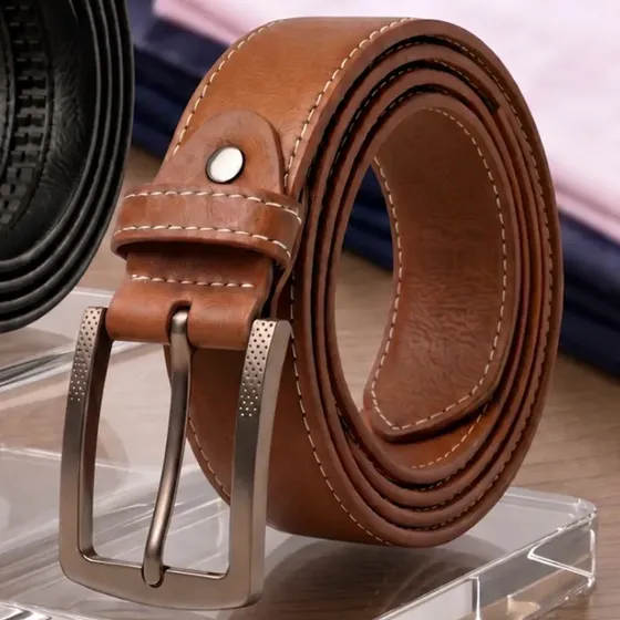 2 Cinto Masculino Social Casual Preto Marrom Couro Sintético