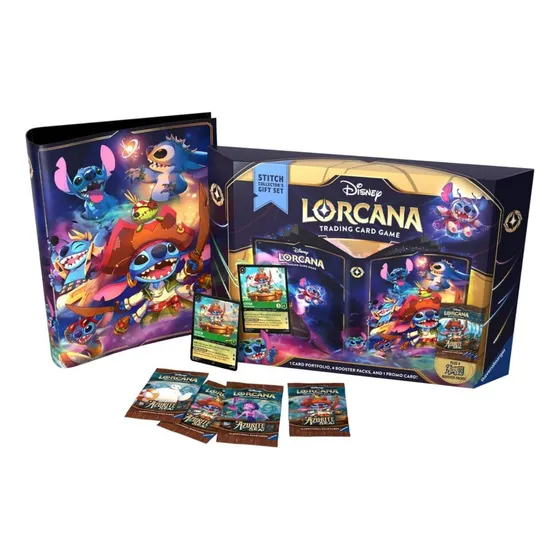 Disney Lorcana Set Stitch Azurite Sea + 4 Sobres + Álbum
