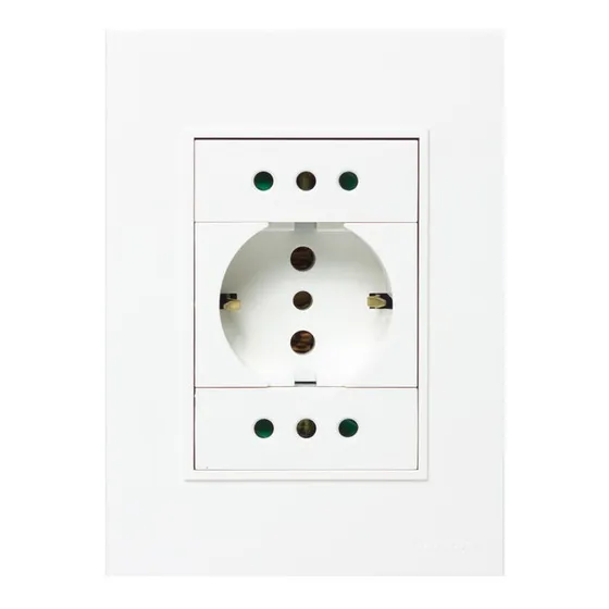 Plaqueta Tomacorriente  Bauhaus Toma Schuko Y 2 L/mod Blanco