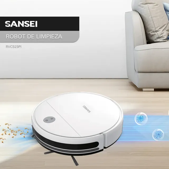 Aspiradora Robot Sansei Rvcs23pi 5 Modos De Limpieza Sensor Antichoque Blanco