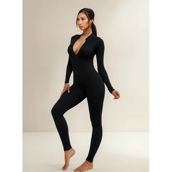 Catsuit Mono Lycra Elastizado Manga Larga Con Cierre