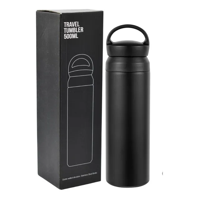 Termo Botella Térmica Negra Con Tapón Y Filtro 500ml