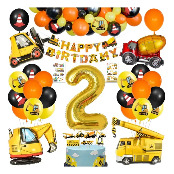 Globos De Vehículos De Construcción Para Cumpleaños N.° 2