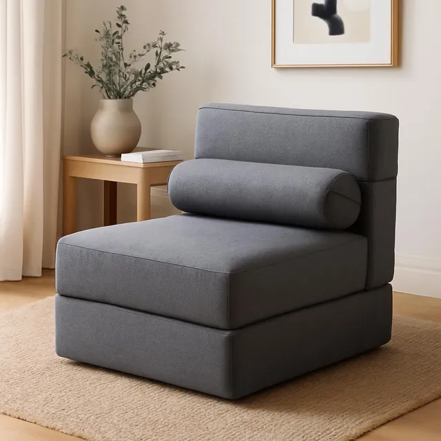 Sofa Cama Futon Plegable Converticama Sillon Cama Color Gris Diseño De La Tela Lino