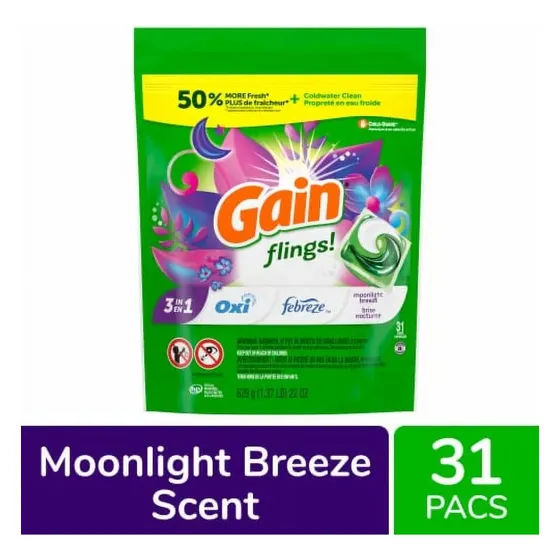 Cápsulas De Detergente Roupas Gain Oxi Febreze 3 Em 1