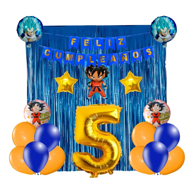 Combo Kit Deco Fiesta Cumpleaños Globos Dragon Ball Goku