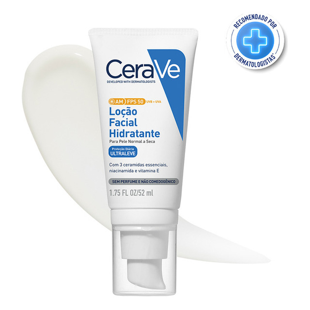 Loção Facial Hidratante Am Fps 50 Para Pele Normal A Seca 52ml Cerave Loção Facial Hidratante Am Fps 50 Para Pele Normal A Seca 52ml Cerave